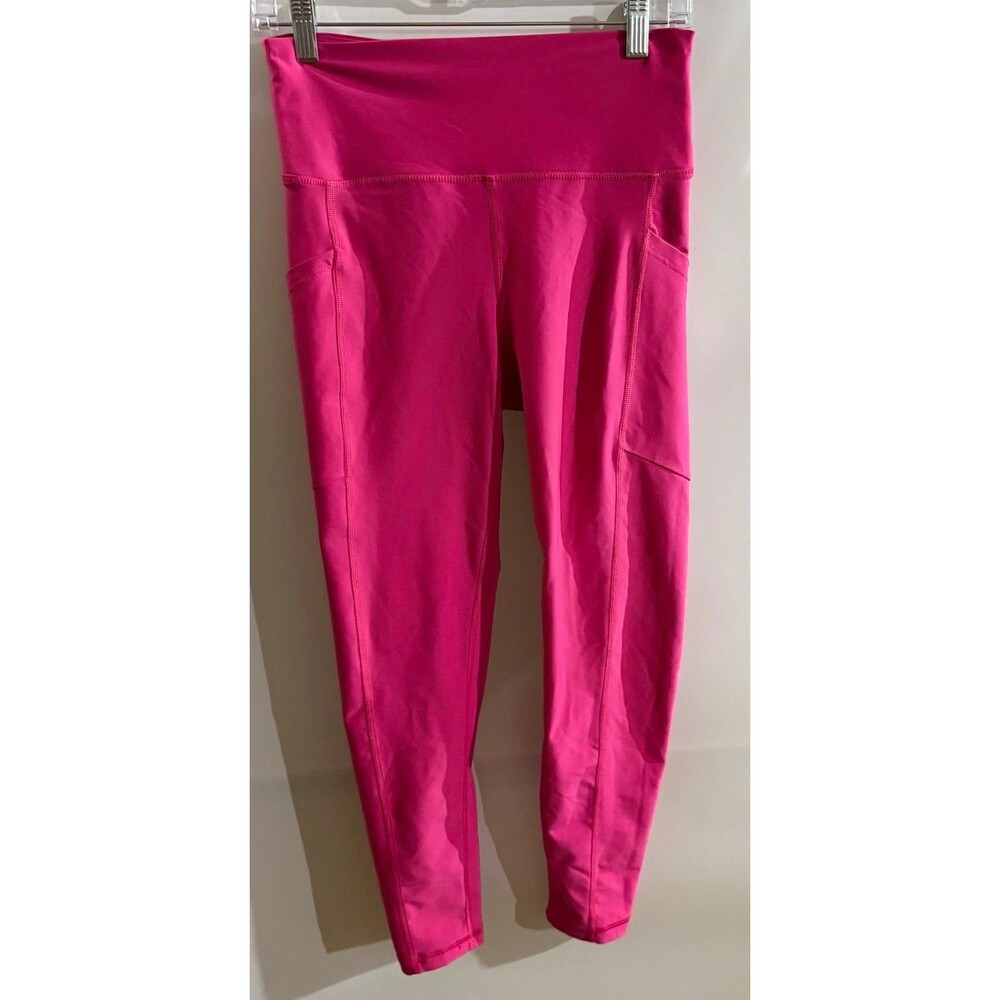 Kadi Women’s L Pink Solid High Rise Ankle Leggings Stretch Yoga Athleisure